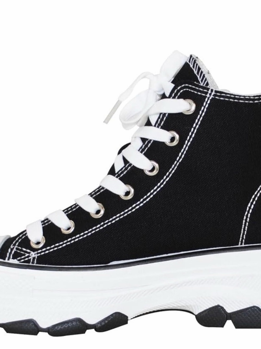 Black High-Top Lace-Up Platform Boots for Women